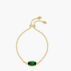 Kendra Scott Elaina delicate gold chain bracelet in emerald green